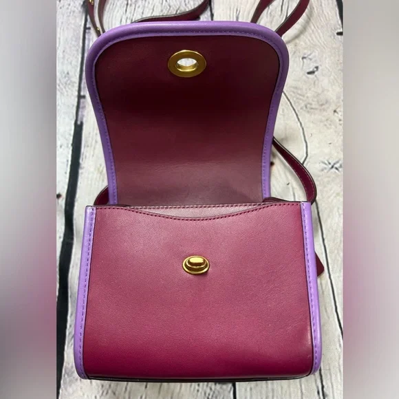 COACH Originals Turn-lock Lunchbox Bag PURPLE RED RASPBERRY Leather EXC COND! - Picture 11 of 15